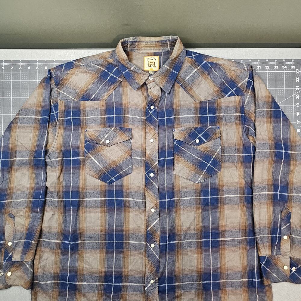 Resistol Shirt Mens XXL Double R Flannel Shadow Plaid Western Cowboy Rodeo